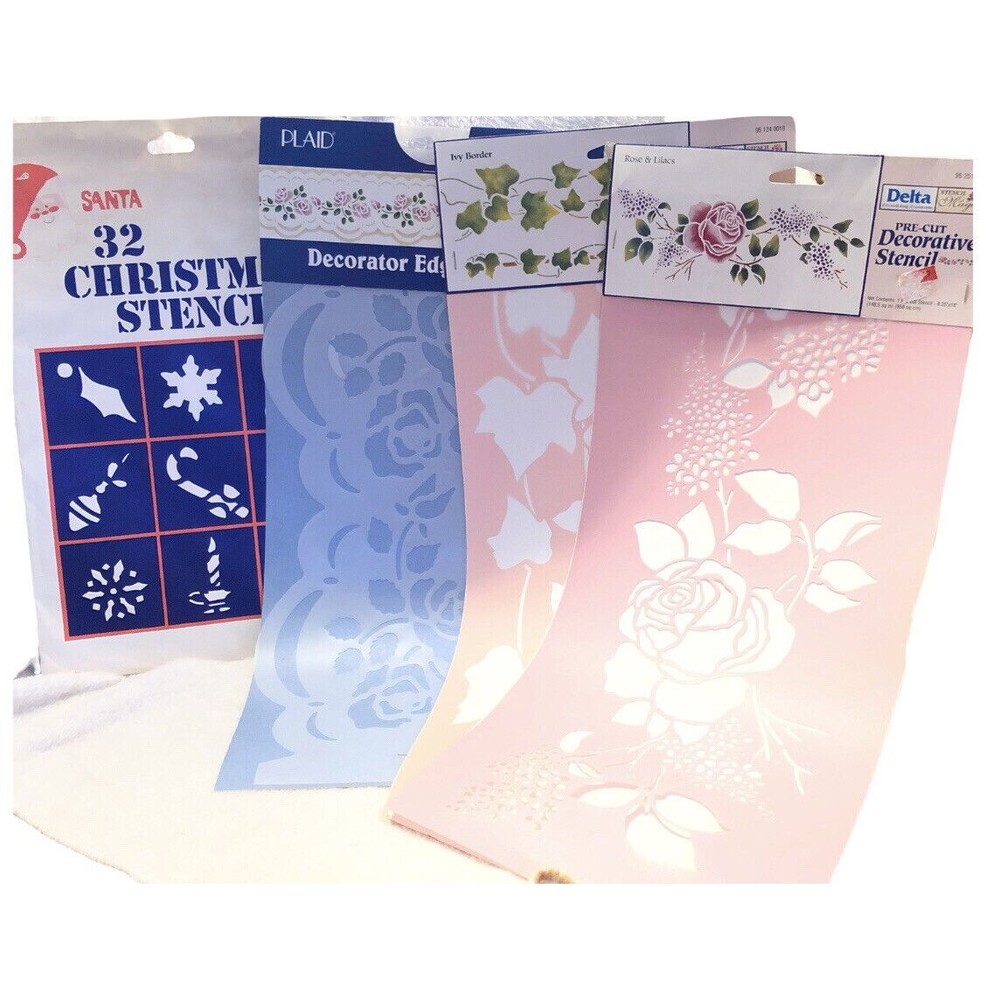 VTG 1990’s Lot Of 4 Decorative Stencils &‎ Christmas Stencils See Pics  NEW